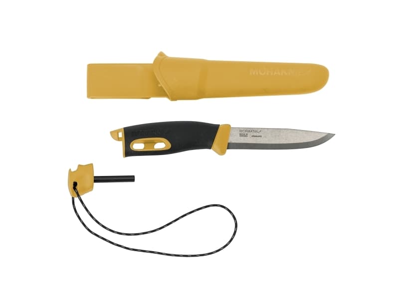 Morakniv Companion Spark, Camper/scout, Drop point -terä, Ruostumaton teräs, Keltainen, 1 työkalua, 22,3 cm