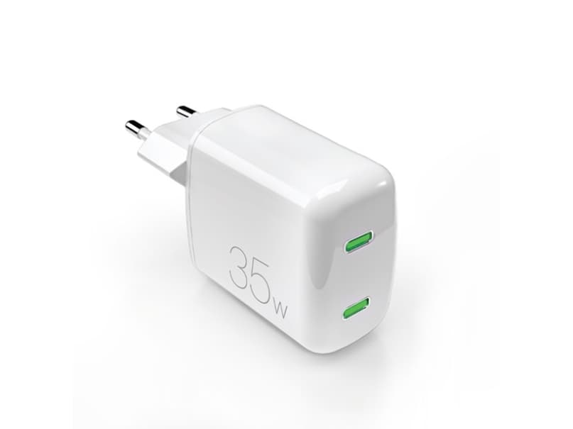 PURO MiniPro seinälaturi GaN - Virtalaturi 2 x USB-C 35W PD (valkoinen)