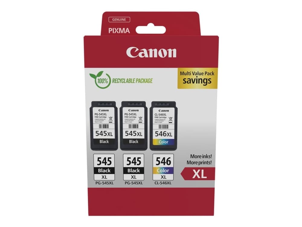 Canon 8286B013, Korkea (XL) värintuotto, musta, Syaani, Magenta, Keltainen, 15 ml, 13 ml, 3 kpl, Monipakkaus