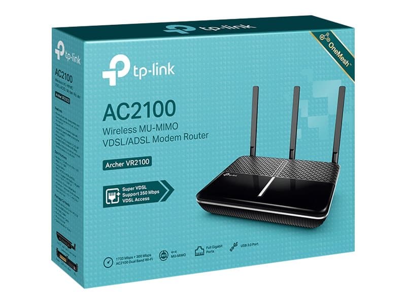 TP-LINK Archer VR2100 AC2100 WiFi VDSL/ADSL-modeemireititin 4x LAN 1x USB 3.0 1x RJ11 (P)