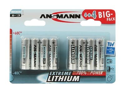 Ansmann 4+4 Lithium AA, Kertakäyttöinen akku, AA, Litium, 1,5 V, 8 kpl, Hopea