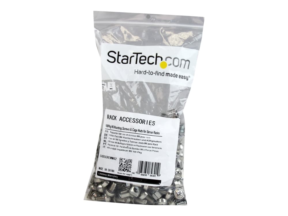 StarTech.com CABSCREWM62, Ruuvi, Metalli, Pelti, Yleishyödylliset laitokset, M6, Kupukanta