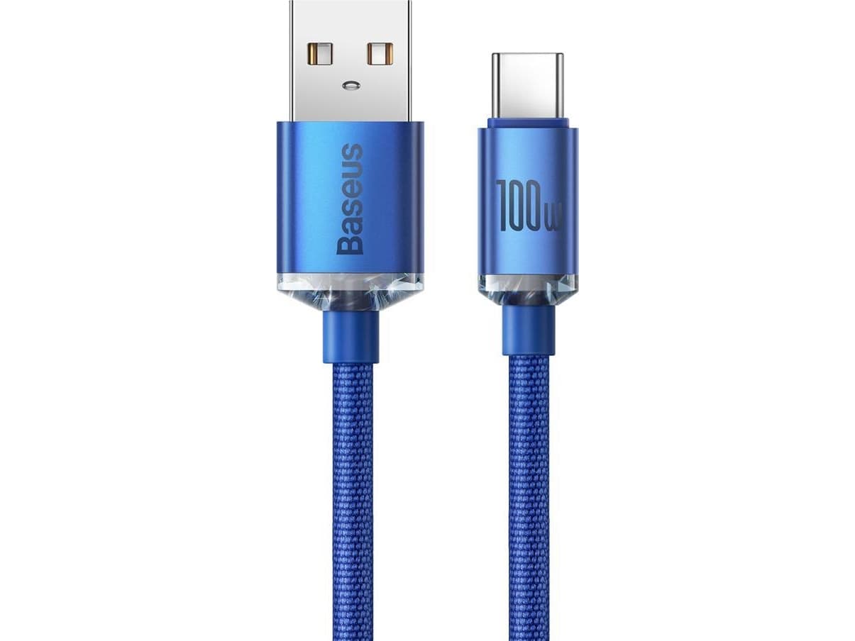 Baseus Crystal Shine USB-C-kaapeli, 100W, 2m (sininen)