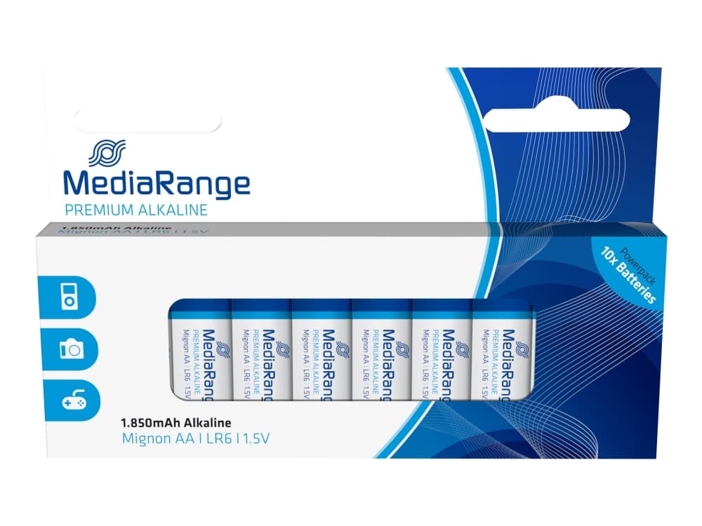 MediaRange Premium - Paristo 10 x AA-tyyppi - alkaliparisto - 1850 mAh