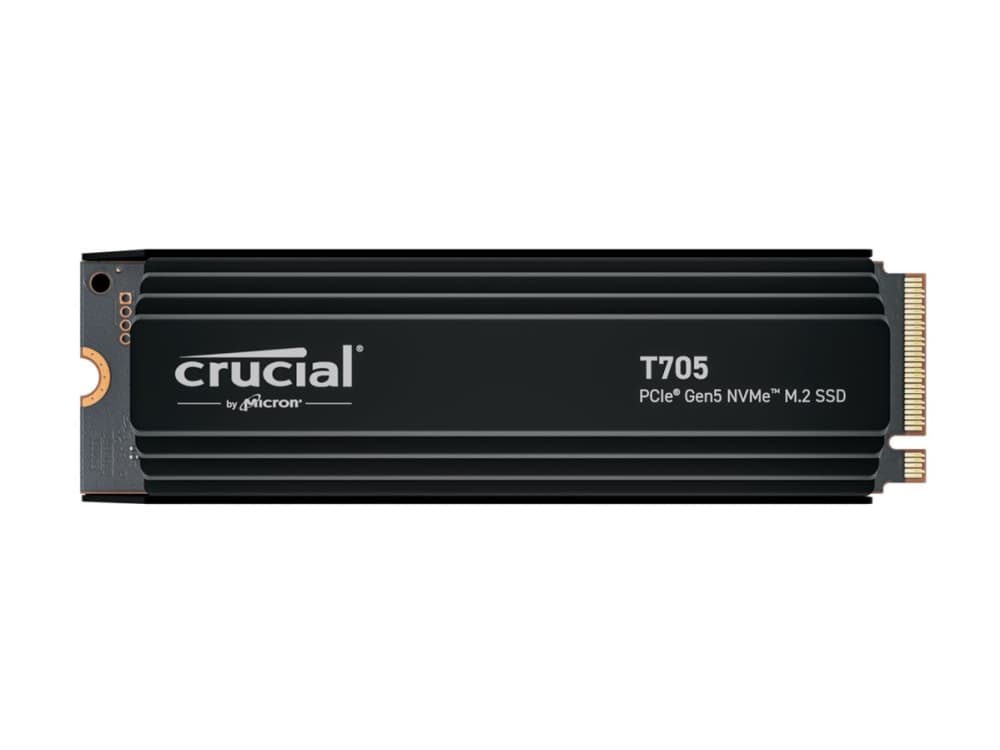 Crucial T705 - SSD - salattu - 2 TB - sisäinen - M.2 2280 - PCI Express 5.0 (NVMe) - TCG Opal Encryption 2.01 - integroitu jäähdytyselementti