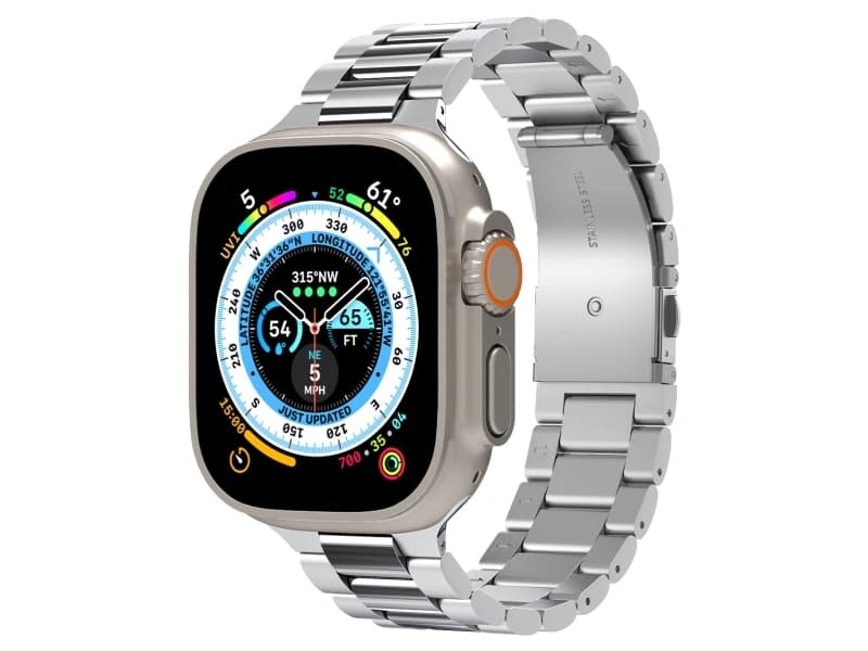 Spigen AMP06356, Yhtye, Älykello, Hopea, Apple, Apple Watch Ultra 1 / 2 (49mm) Apple Watch Series 9 / 8 / 7 (45mm) Apple Watch Series SE 2 / SE /..., Ruostumaton teräs