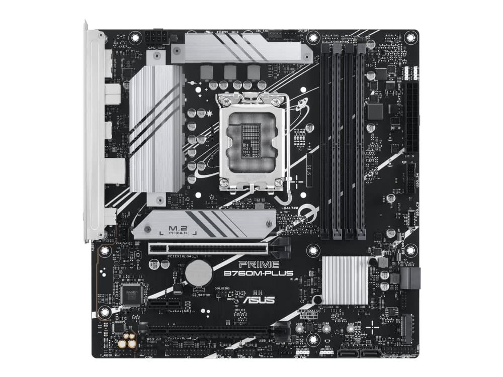 ASUS PRIME B760M-PLUS - Emolevy - micro-ATX - LGA1700-asennuspaikka - B760-piirisarja - USB 3.2 Gen 1, USB 3.2 Gen 2, USB-C 3.2 Gen 1 - 2,5 gigabitin lähiverkko - sisäinen grafiikka (vaatii suorittimen) - HD-ääni (8-kanavainen)