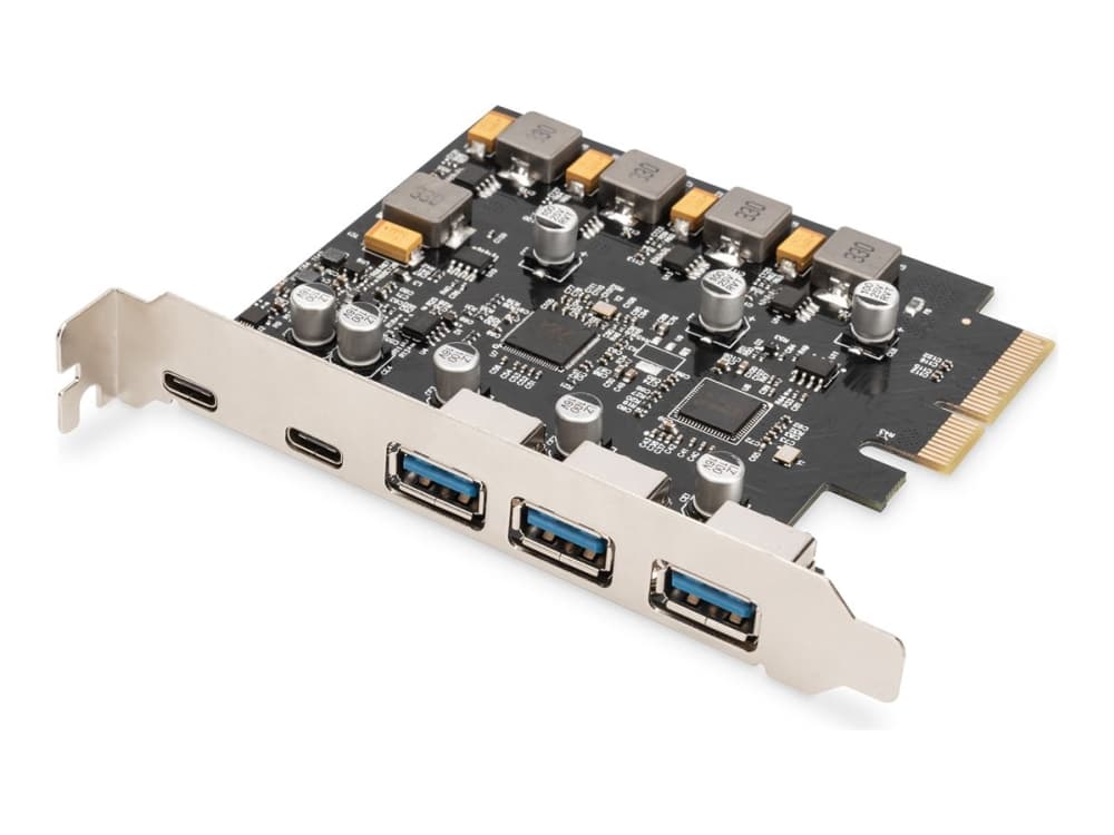 DIGITUS PCIe-kortti 10 Gbps 2x USB-C/3x USB-A