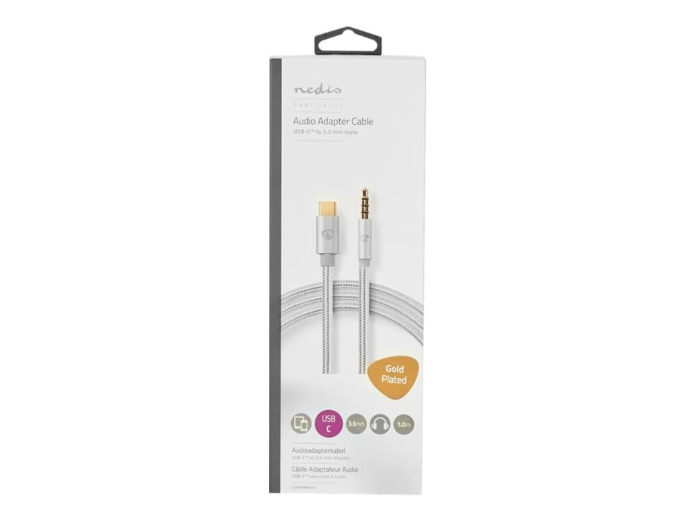 Nedis - USB-C kuulokeliitäntäsovitin - USB-C uros 4-nastaiseen miniliitäntään - 1 m - alumiini