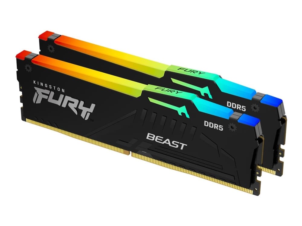 Kingston Technology FURY Beast 32 Gt 6000 MT/s DDR5 CL30 DIMM (2 kpl:n pakkaus) , RGB, EXPO, 32 GB, 2 x 16 GB, DDR5, 288-pin DIMM, musta