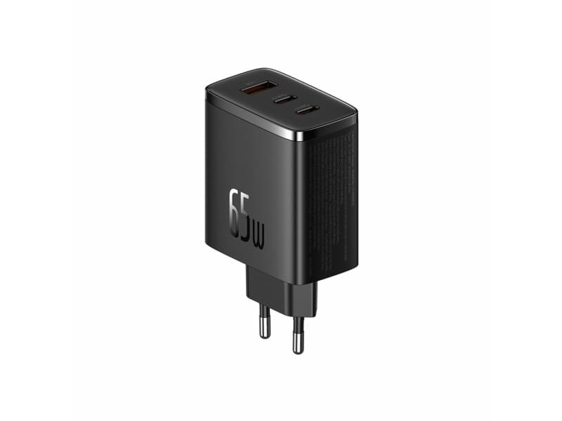 Baseus laturi Baseus OS-Cube Pro 2xUSB-C + USB seinälaturi, 65W (musta)