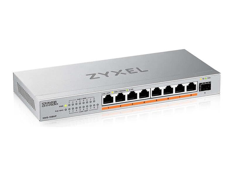 Zyxel XMG-108HP, Hallitsematon, 2.5G Ethernet (100/1000/2500), Power over Ethernet -tuki
