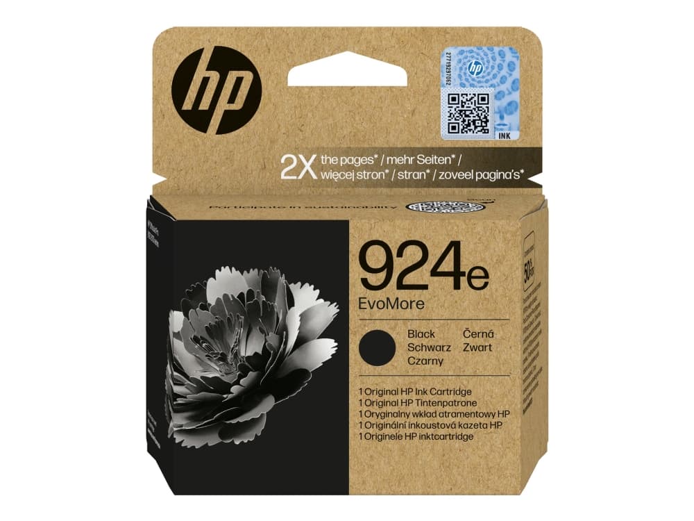 HP 924e alkuperäinen musta EvoMore -mustepatruuna, Korkea (XL) värintuotto, musta, 1 kpl, 1000 sivua, Kertapakkaus