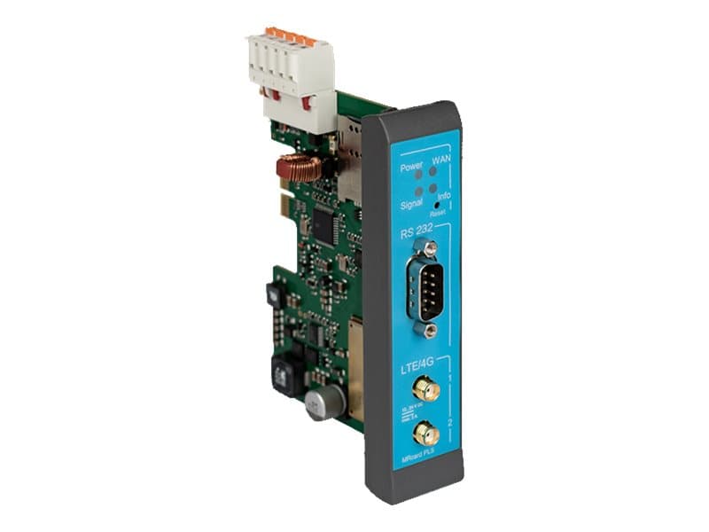 INSYS icom MRcard PLS 4G-/serial- pistokekortti Mobiiliradio 4G/3G/2G 1xRS232 2xdig.in 1xdig.out