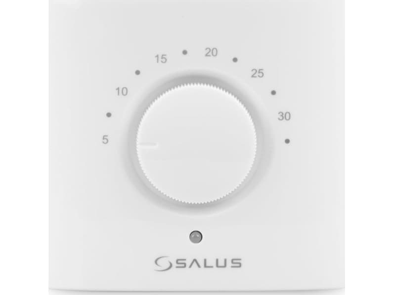Salus termostaatti, jossa on kiertonuppi lattialämmitystä varten