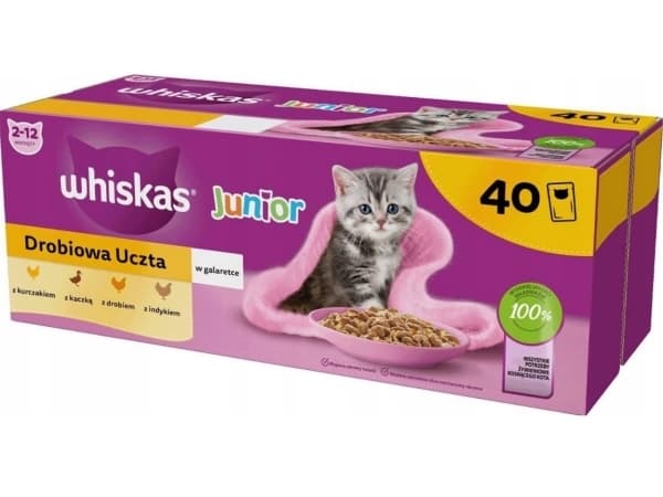 WHISKAS Junior Siipikarja hyytelössä - kissan märkäruoka - 40 x 85g