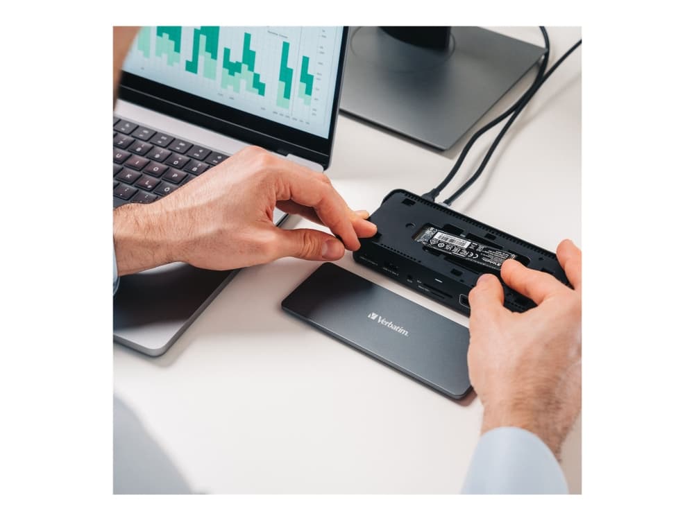 Verbatim CDS-15SSD, langallinen, USB 3.2 Gen 1 (3.1 Gen 1) Type-C, 100 W, 3,5 mm, 1000 Mbit/s, musta, harmaa