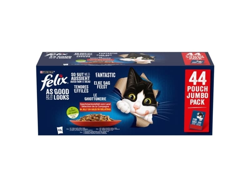 PURINA Felix Fantastic Mix hyytelössä - kissan märkäruoka - 44 x 85g
