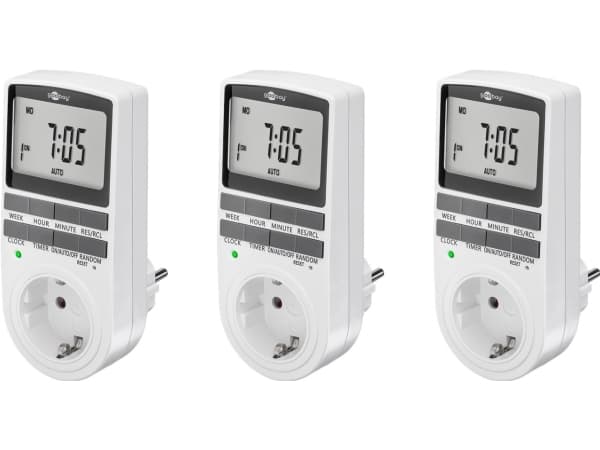 Goobay digital timer Schuko, 3 st. vit