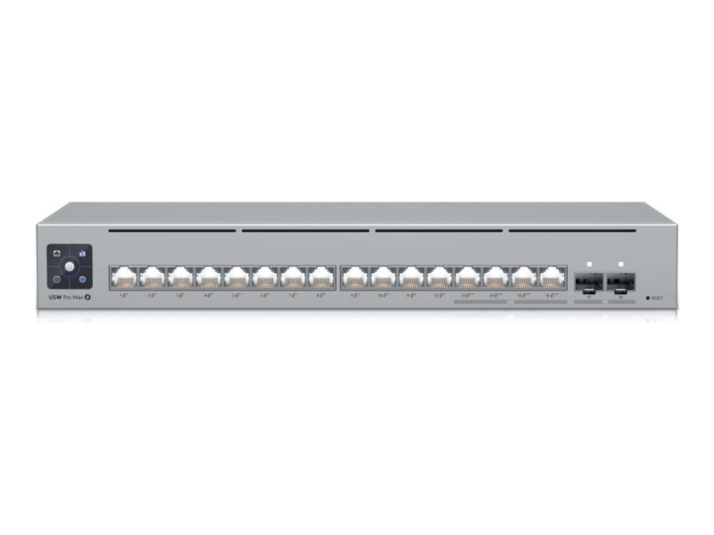 Ubiquiti Pro Max 16 PoE, Hallittu, L3, Gigabit Ethernet (10/100/1000), Power over Ethernet -tuki, Telineasennus