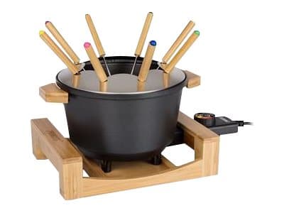 Princess 173025 Fondue Pure - 8 henkilöä (8 henkilöä) - 1,5 litraa - bambu - musta - pyöreä - pyörivä ohjaus - 2 m (01.173025.01.001)