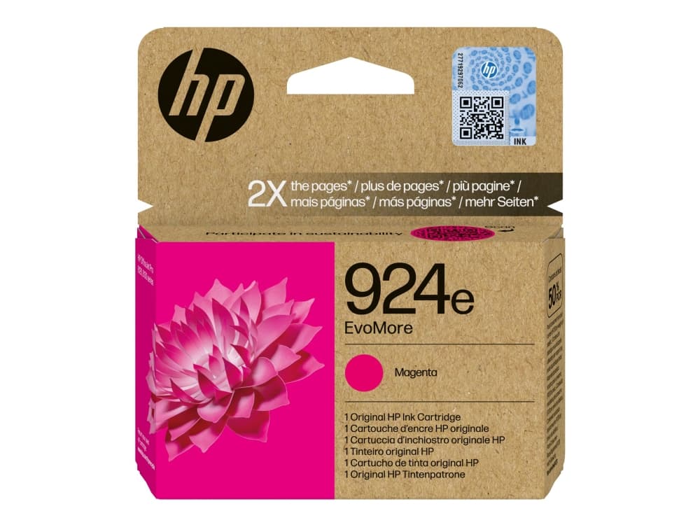 HP 924e alkuperäinen magenta EvoMore -mustepatruuna, Korkea (XL) värintuotto, Magenta, 1 kpl, 800 sivua, Kertapakkaus