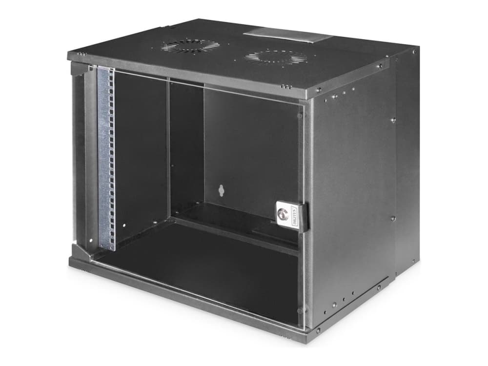 Digitus DN-49205, Seinäkiinnitteinen teline, 9U, 60kg, Avainlukko, Telinekiskot, Parannettu kaapelinhallinta