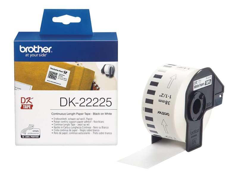 Brother DK-22225, Musta valkoisella, DK, Valkoinen, Suoralämpö, Kiina, 5 vuosi/vuosia