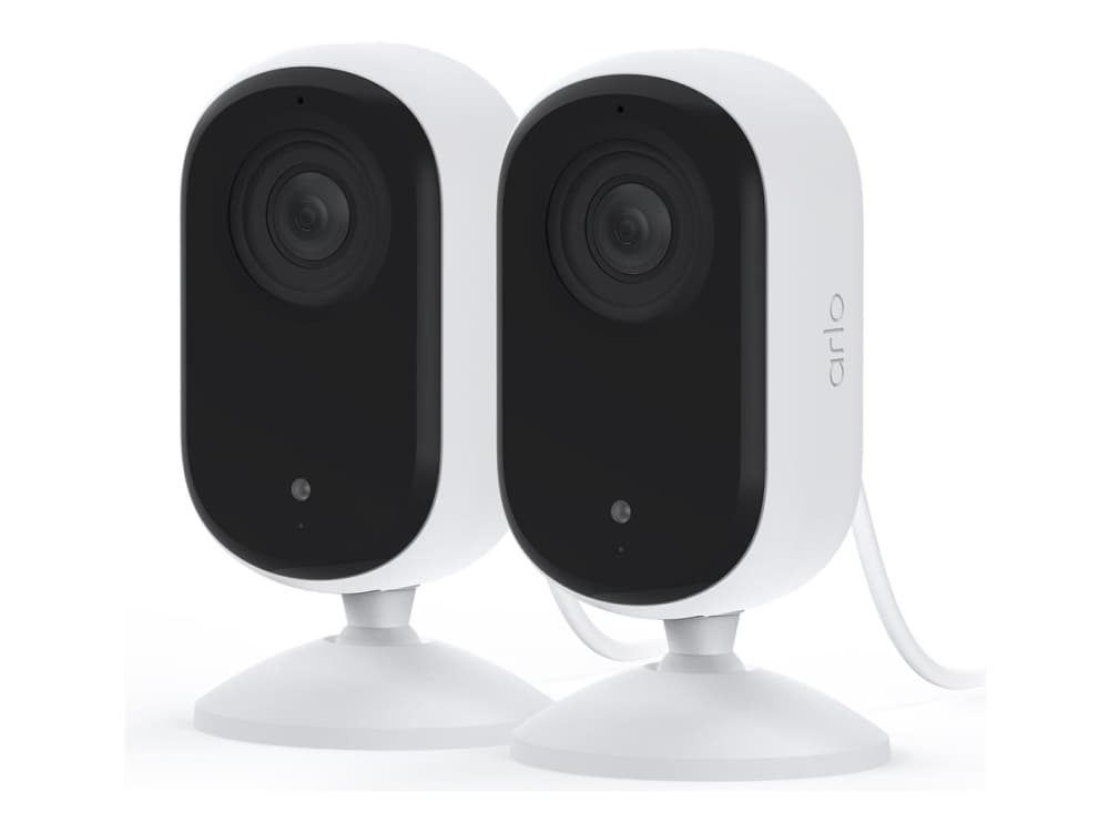 Arlo Essential 2K Indoor Sisävalvontakamera, 2-pack, IP-turvakamera, Sisätila, Langaton, Pöytä/Seinä, Valkoinen, Toiminta/Seikkailu, Lataus