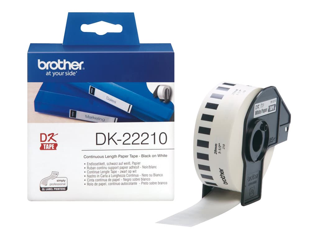 Brother DK-22210 - Sort på hvid - Rulla (2,9 cm x 30,5 m) etiketteri - Brother QL-1050, 1060, 500, 550, 560, 570, 580, 600, 650, 700, 710, 720, 820
