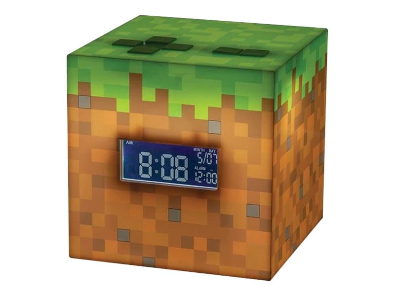 Paladone PP6733MCF, Digitaalinen herätyskello, Minecraft, Kuutio, Ruskea, Vihreä, Poika/tyttö, LED