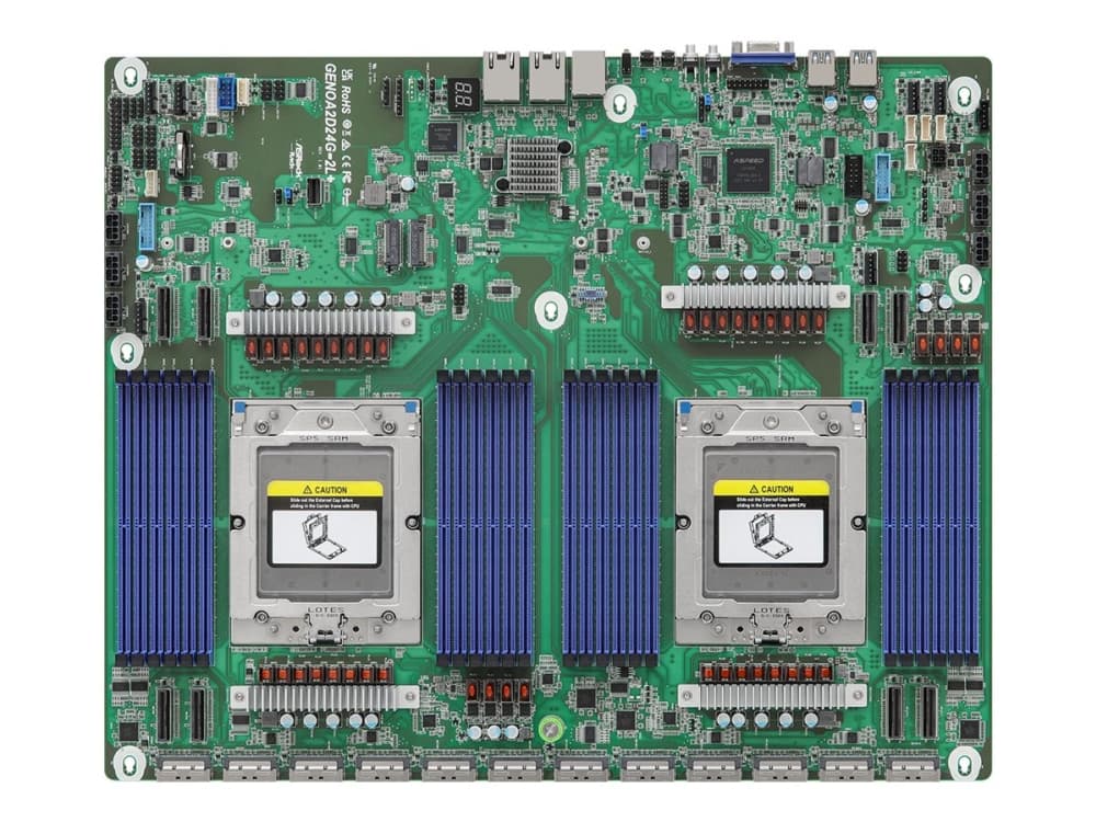 ASRock Industrial GENOA2D24G-2L+ - Emolevy - LGA6096-asennuspaikka - 2 prosessoria tuettu - USB 3.2 Gen 1 - 2 x Gigabit LAN - sisäinen grafiikka (CPU tarvitaan)