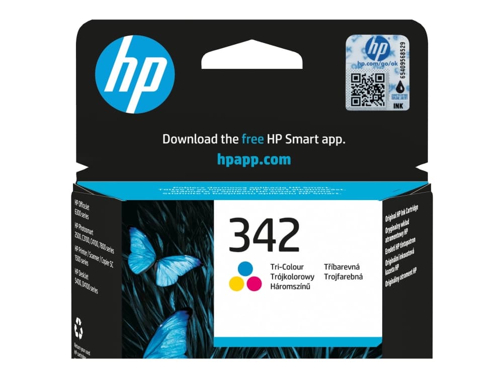 HP 342, alkuperäinen kolmivärinen mustekasetti, Perusvärintuotto, Syaani, Magenta, Keltainen, Väripohjainen muste, 1 kpl, 220 sivua