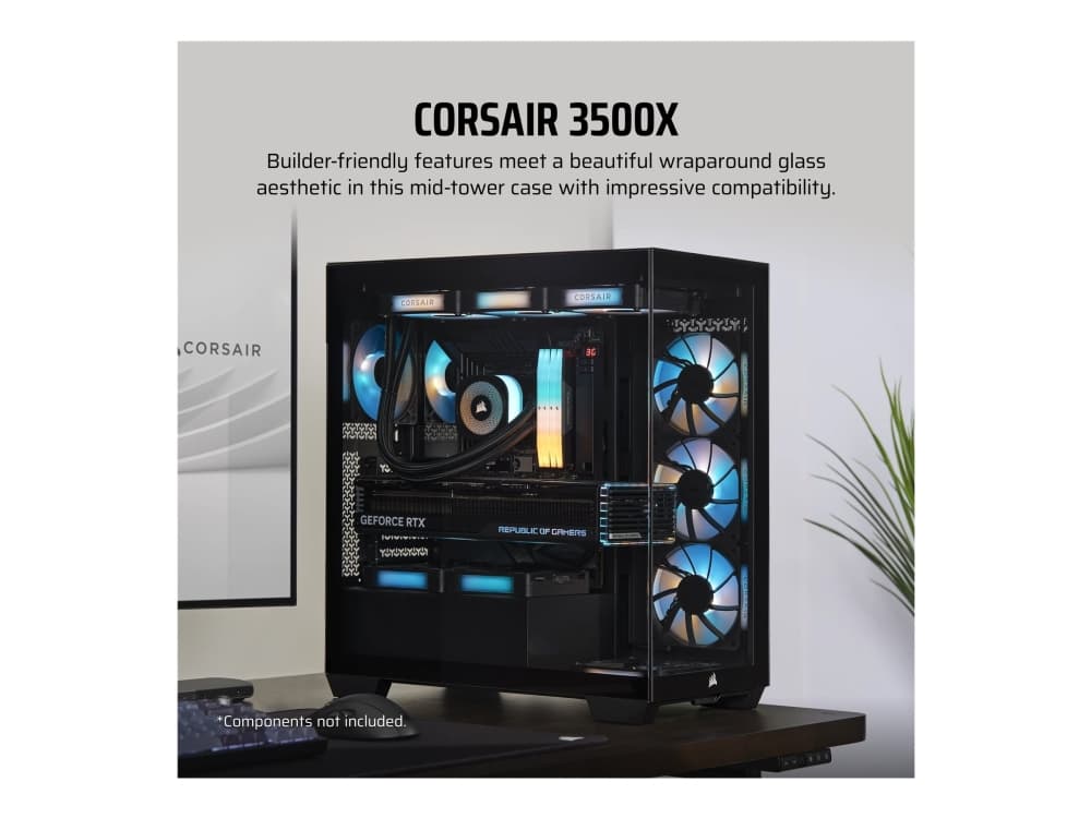 CORSAIR 480T RGB - Keskitorni - ATX - sivupaneeli ikkunalla (karkaistu lasi) - ei virtalähdettä (ATX) - musta - USB/ääni