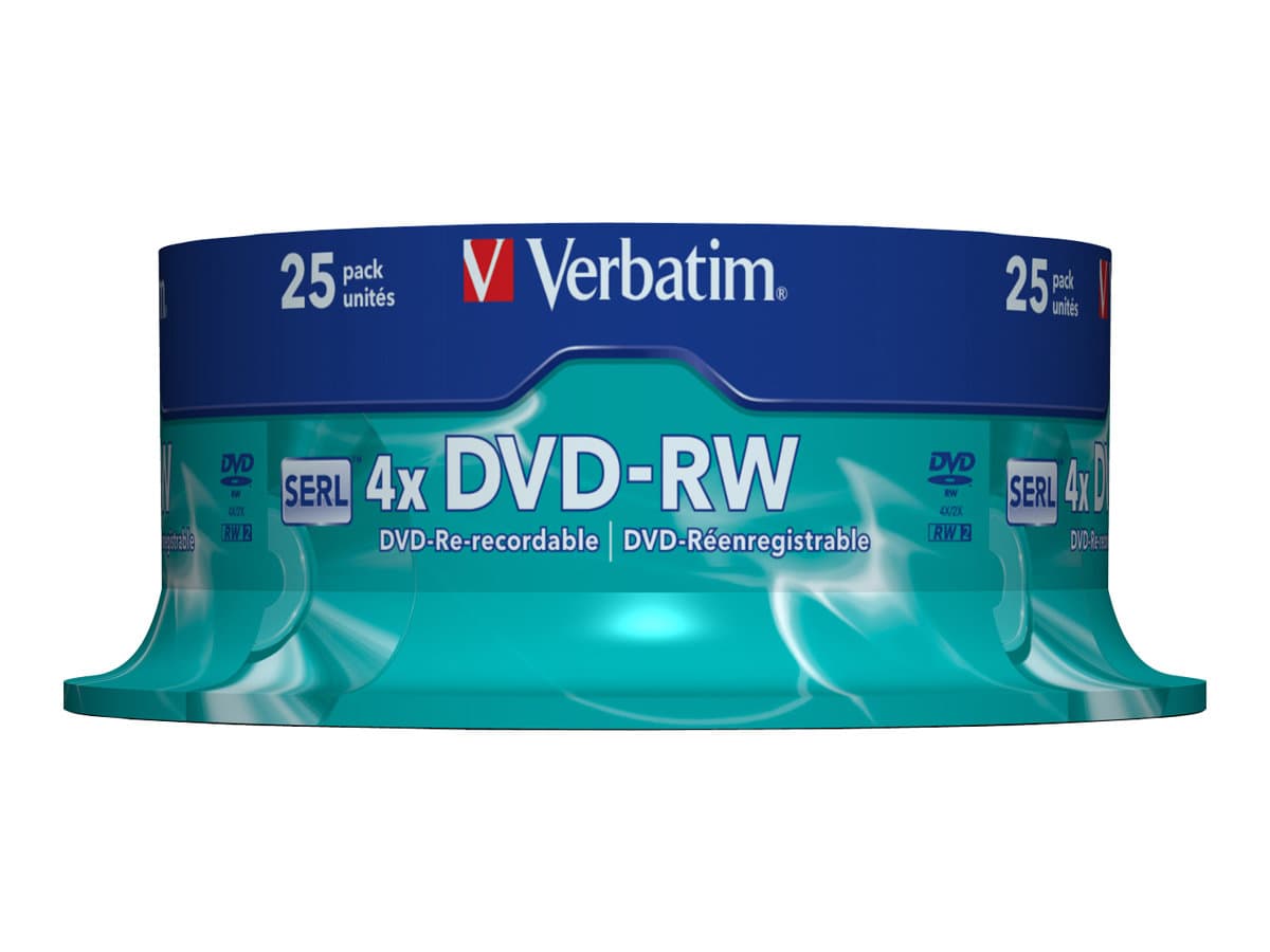 Verbatim DVD-RW Matt Silver, DVD-RW, Akseli, 25 kpl, 4,7 GB
