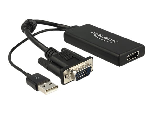 DeLOCK 0.25m VGA+USB2.0-A/HDMI, 0,25 m, HDMI, VGA (D-Sub) + USB, Naaras, Uros, 1920 x 1080 pikseliä
