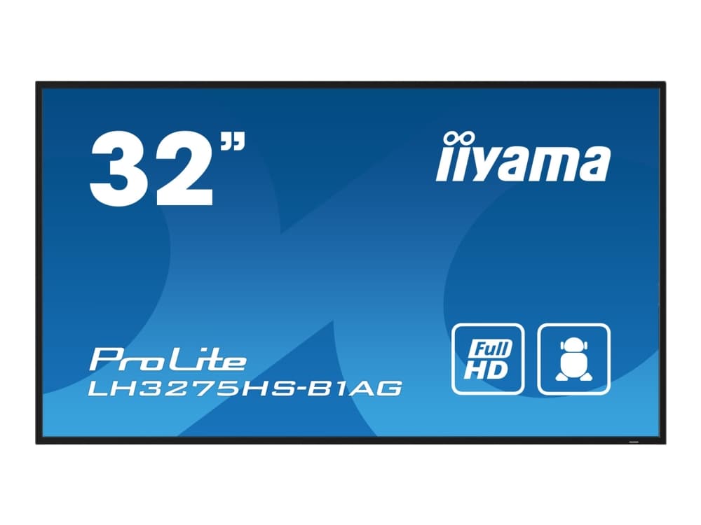 iiyama ProLite LH3275HS-B1AG - 32 diagonaaliluokan (31,5 katseltavaksi) LED-taustavalaistu LCD-paneelinäyttö - digitaalinen opasteet - sisäänrakennetulla SoC-mediasoittimella - Android - 1080p 1920 x 1080 - musta, mattainen