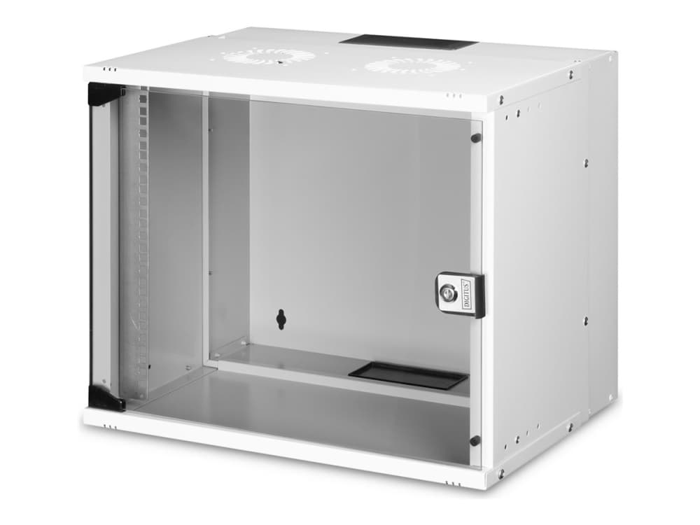 Digitus DN-49204, Seinään asennettava laitekehikko, 9U, 60 kg, Näppäinlukko, Kotelon kiskot, Tehostunut kaapelinhallinta