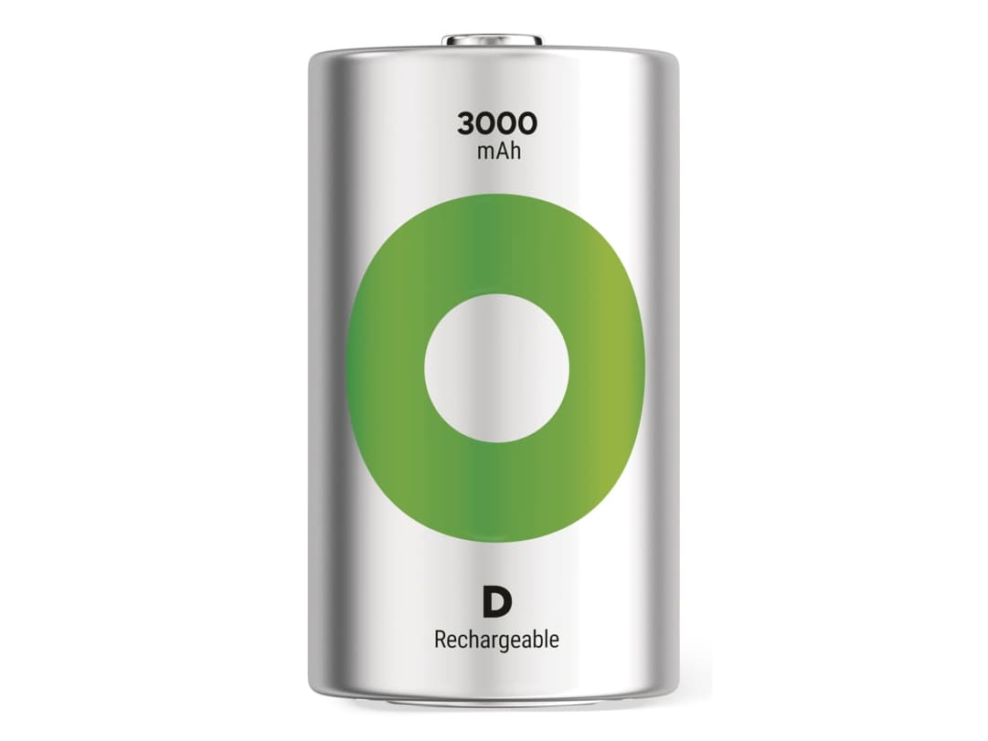 GP Batteries Recyko 3000 D, 3000 mAh, Nikkelimetallihybridi (NiMH), D, 1,2 V, Vihreä, Hopea, 2 kpl