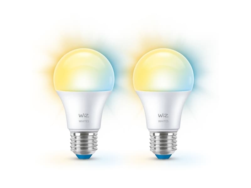 WiZ Lamp 2-pack - Smart LED Lighting - Warm to Cool White Light - E27 - 60W - Frosted - Wi-Fi