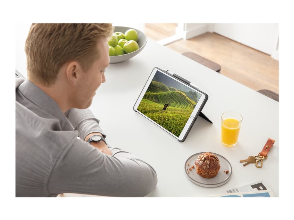 Logitech Combo Touch, QWERTY, Tanska, Suomi, Pohjoismainen, Ruotsi, Tasohiiri, 1,9 cm, 1 mm, Apple