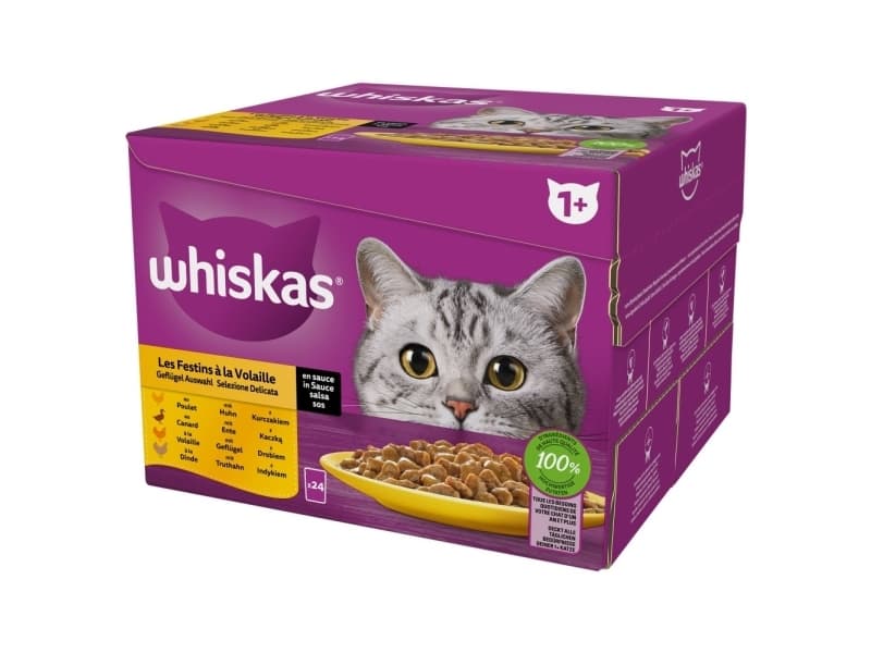 Whiskas WHISKAS Kanaa ankkaa kalkkunaa kastikkeessa 24x85g