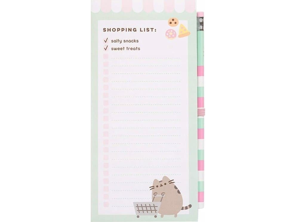 Pusheen - Magneettinen ostoslista jääkaappiin Foodie-mallistosta (10 x 21 cm)