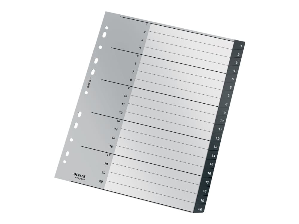 Leitz 12110000, Tyhjä välilehtihakemisto, Polypropeeni (PP), Musta, Valkoinen, A4, 160 g/m², 238 mm