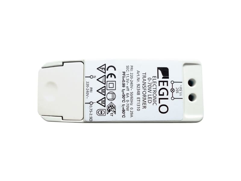 EGLO 92348, Tavanomainen valaistusmuuntaja, Valkoinen, 70 W, 220 - 240 V, 11.5 V, 50 / 60 Hz