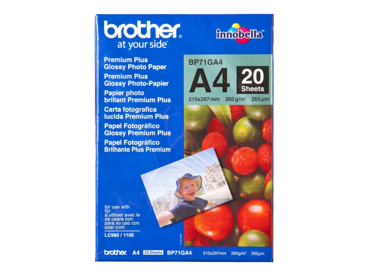 Brother BP71GA4, 260 g/m², A4, Sininen, Punainen, 20 arkkia, 265 µm, 100 vuosi/vuosia