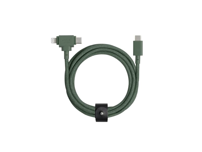 Native Union Belt Duo, Vihreä, USB C, USB C/Lightning, 1,5 m, Uros, Uros