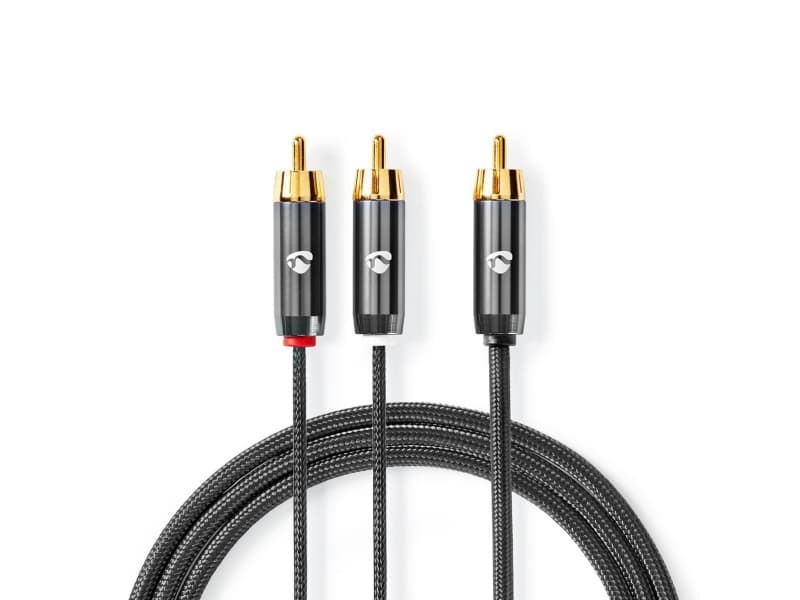 Nedis CATB24000GY30, RCA, Käsiliitin, 2 x RCA, Käsiliitin, 3 m, Harmaa