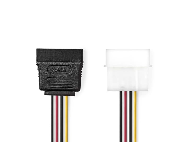 Nedis CCGB73500VA015, 0,15 m, Molex (4-nastainen), SATA 15 liitin, urosliitin, naarasliitin, suora liitin