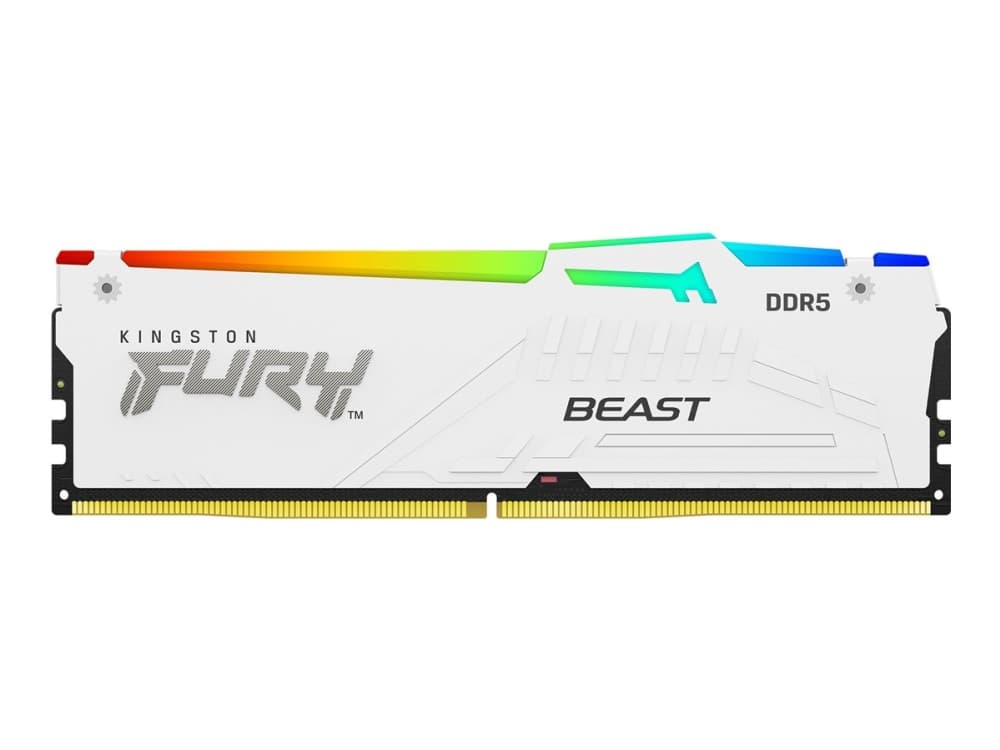 Kingston Technology FURY Beast 16 Gt 6000 MT/s DDR5 CL36 DIMM , valkoinen, RGB, EXPO, 16 GB, 1 x 16 GB, DDR5, 288-pin DIMM, Valkoinen